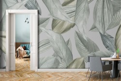 Carta da Parati foglie verdi natura design moderno