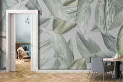 Carta da Parati foglie verdi natura design moderno