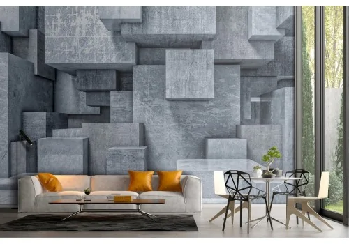 3D Concrete Block Wallpaper Surface 2