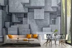 3D Concrete Block Wallpaper Surface