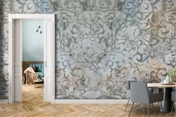 Vintage flower wallpaper plaster surface