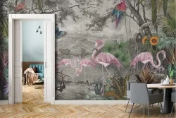 Wallpaper illustration tropical forest nature animals