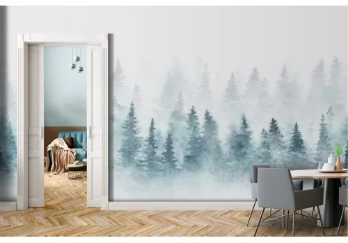 Carta da Parati alberi natura acquerello foresta