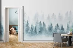Carta da Parati alberi natura acquerello foresta