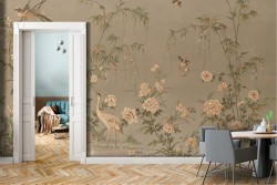 Carta da Parati natura tropicale fiori animali vintage