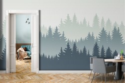 Carta da Parati alberi foresta stilizzati moderna