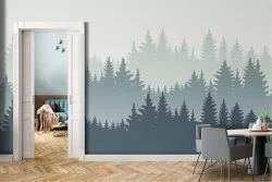 Modern stylized forest trees wallpaper