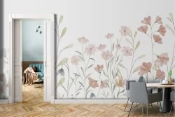 Minimalist modern nature wallpaper with stylized flowers