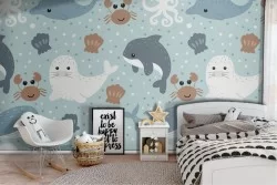 Carta da Parati foche e balene animali bambini