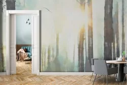 Watercolor forest trees wallpaper nature