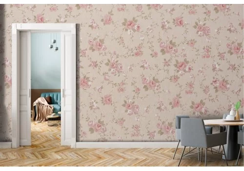 Carta da Parati fiori rosa decorazione vintage