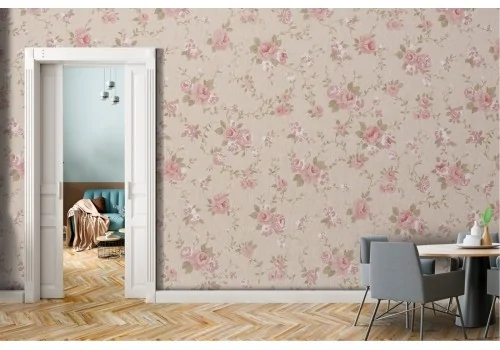 Pink flowers vintage decoration wallpaper