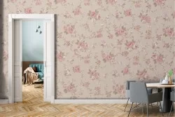 Carta da Parati fiori rosa decorazione vintage