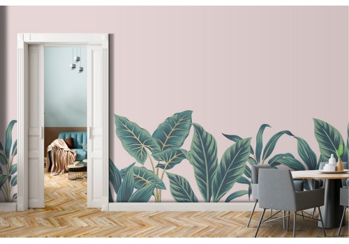 Tropical leaves wallpaper nature pink background