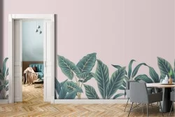 Tropical leaves wallpaper nature pink background