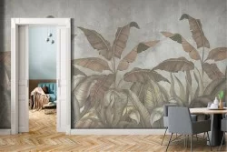 Tropical nature leaves vintage design wallpaper