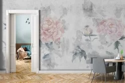 Refined vintage pink flowers nature wallpaper