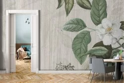 Vintage decoration wallpaper white flower