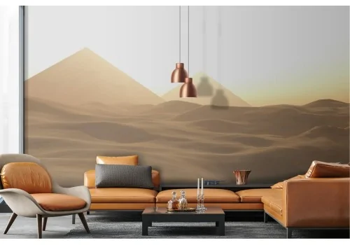 Wallpaper desert with pyramids and oasis 2