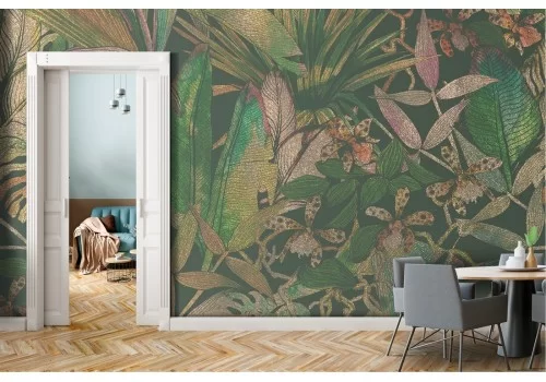 Carta da Parati Foglie Tropicale Vintage 2