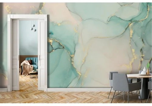 Turquoise marble luxury wallpaper