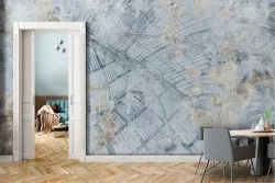 Wallpaper concrete surface decorations leaves nature