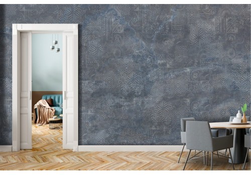 Modern industrial blue concrete wallpaper 2