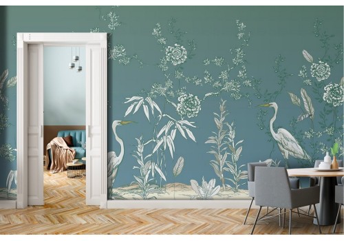 Tropical plants and animals wallpaper illustration