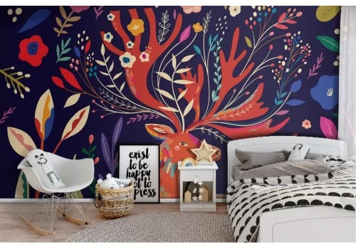 Animal deer illustration children's wallpaper