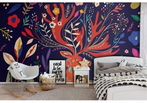 Carta da Parati animali cervo illustrazione bambini