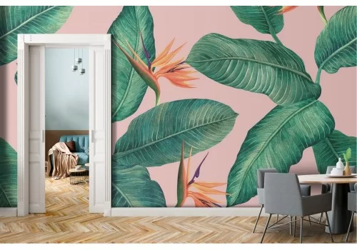 Carta da Parati fiori e foglie tropicali natura moderna