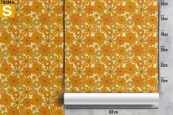 Carta da Parati fiori stilizzati arancione natura