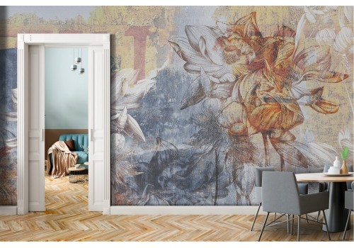 Vintage Plaster Flowers Wallpaper 2