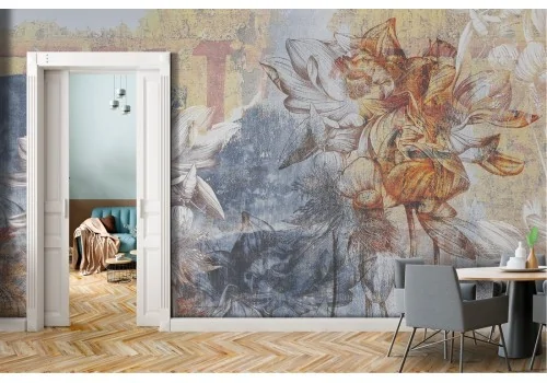 Vintage Plaster Flowers Wallpaper 2