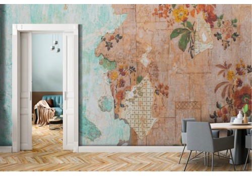 Cement Flowers Plaster Wallpaper 2