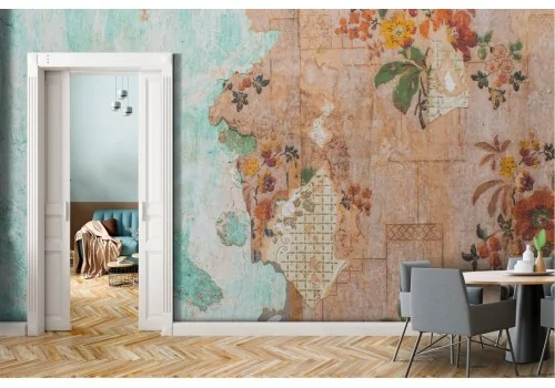 Cement Flowers Plaster Wallpaper 2