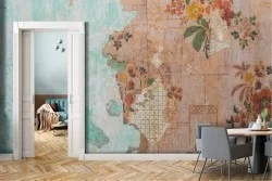 Carta da Parati decorazione muro vintage fiori