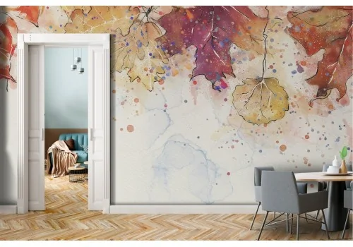 Autumn leaves nature modern illustration wallpaper