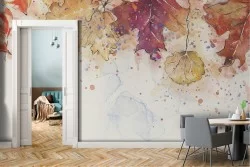 Carta da Parati foglie autunno natura illustrazione moderna