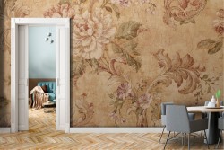 Carta da Parati fiori vintage superficie cemento