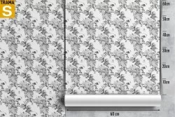 Carta da Parati fiori grigio natura vintage pattern.