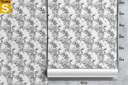 Grey floral nature vintage pattern wallpaper.