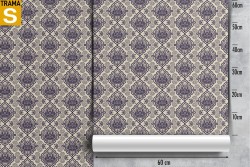 Vintage damask wallpaper with flowers and geometries.
