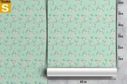 Refined vintage nature wallpaper with white flowers.