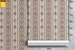 Damask and stripes wallpaper, vintage decoration.
