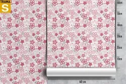 Carta da Parati fiori rosa stilizzati design moderno.