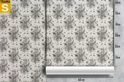 Wallpaper with stylized leaf pattern, vintage nature.