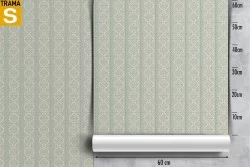 Vintage wallpaper decoration with green stripes and damask.
