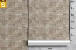 Carta da Parati mattonelle vintage geometriche marrone.