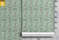 Carta da Parati fiori e foglie natura design vintage.